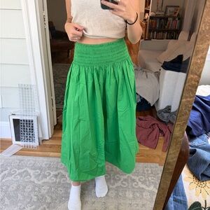 COS Green High Waisted Cotton Long Skirt (34”), US S